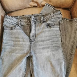 AE hi-rise grey ripped long jeggings skinny jeans